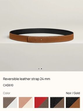 Final Price-No Offers!Hermes Reversible Gold& Etoupe 24 mm Leather Belt- Size 80